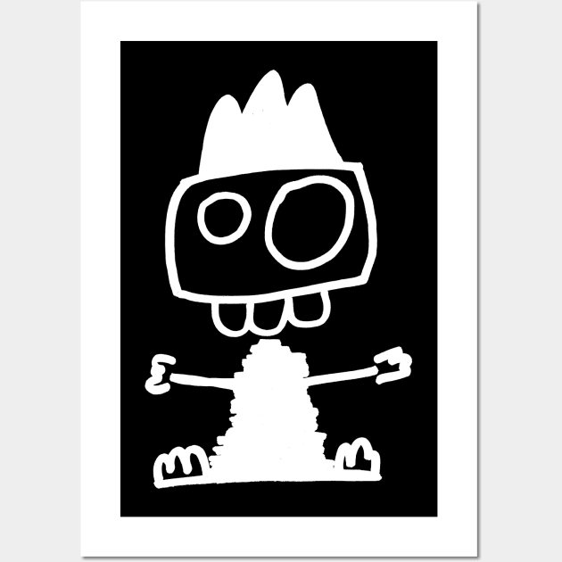 Cute monster - Mostrone Dentone (white on black) Wall Art by LiveForever